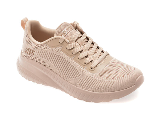 Pantofi sport SKECHERS nude, BOBS SQUAD CHAOS, din material textil