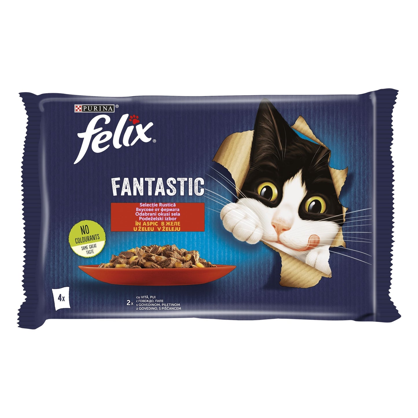 Felix Fantastic Multipack, Vita si Pui in Aspic, 4 x 85 g