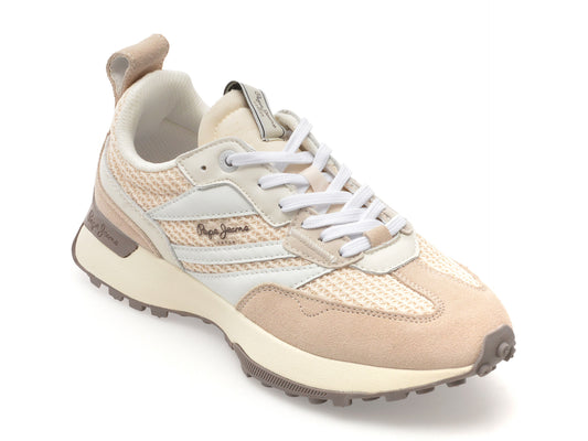 Pantofi sport PEPE JEANS bej, LUCKY KNIT, din material textil