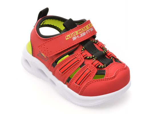 Pantofi sport SKECHERS rosii, SOLA GLOW SANDAL, din piele ecologica