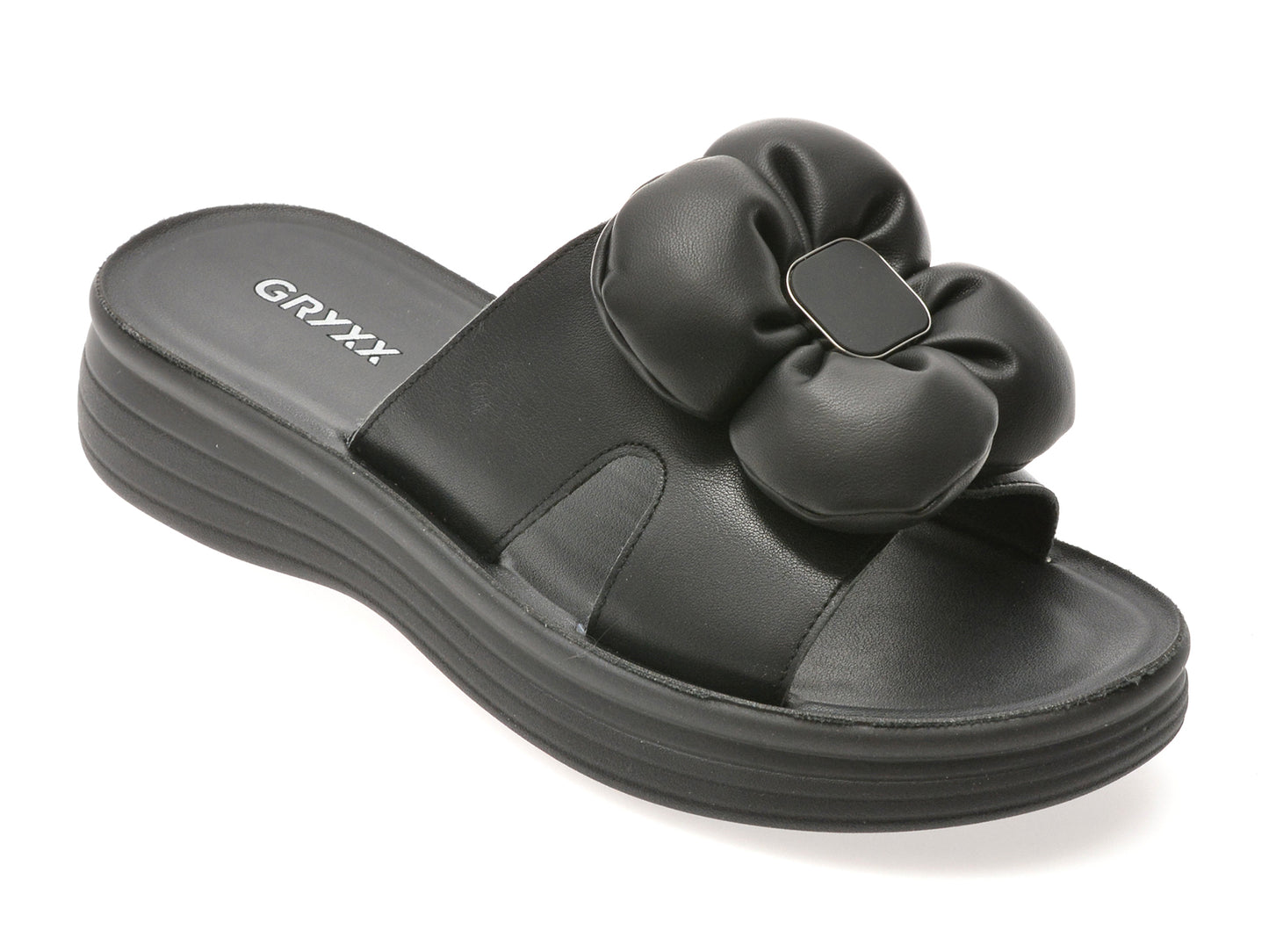 Papuci GRYXX negri, 4696501, din piele naturala