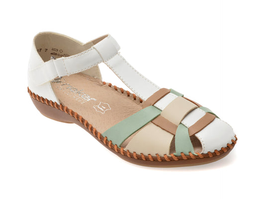 Pantofi RIEKER albi, M1673, din piele ecologica