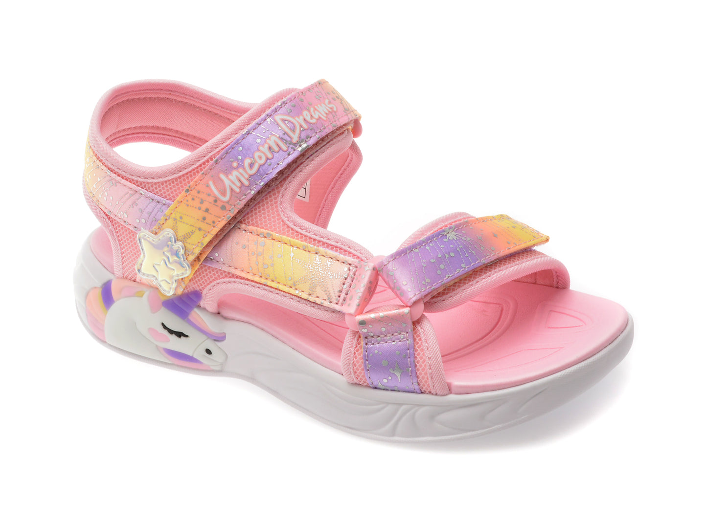 Sandale SKECHERS roz, UNICORN DREAMS, din material textil