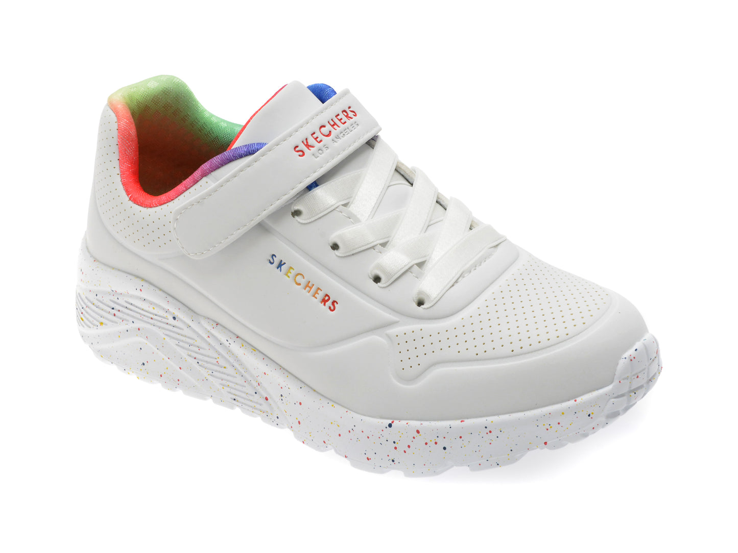 Pantofi sport SKECHERS albi, UNO LITE, din piele ecologica
