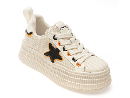 Pantofi sport GRYXX albi, M1181, din piele ecologica