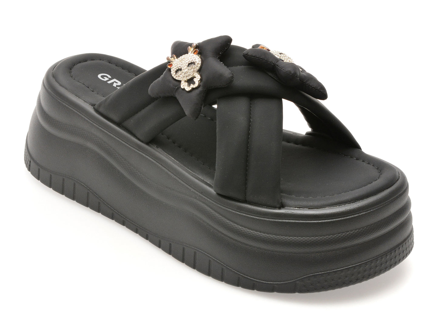 Papuci GRYXX negri, 8099, din piele ecologica