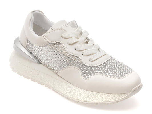 Pantofi sport EPICA albi, QS639, din material textil