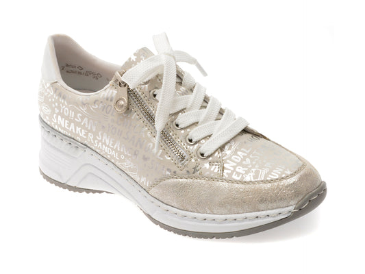 Pantofi sport RIEKER argintii, N4316, din piele ecologica
