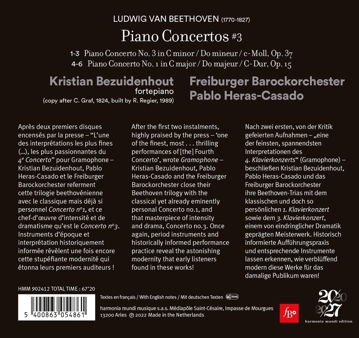 Beethoven: Piano Concertos Nos. 1 & 3- Ludwig Van Beethoven, Freiburger Barockorchester