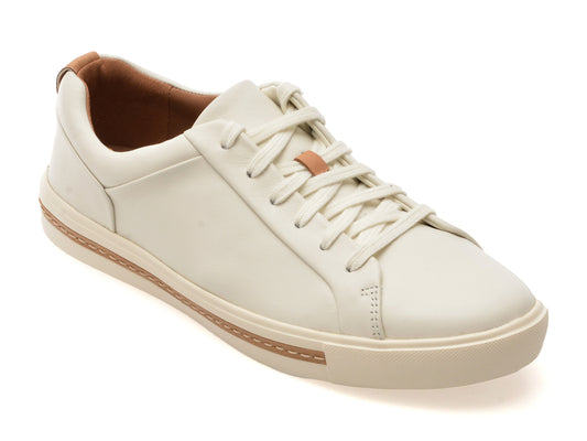 Pantofi sport CLARKS albi, UN MAUI LACE, din piele naturala
