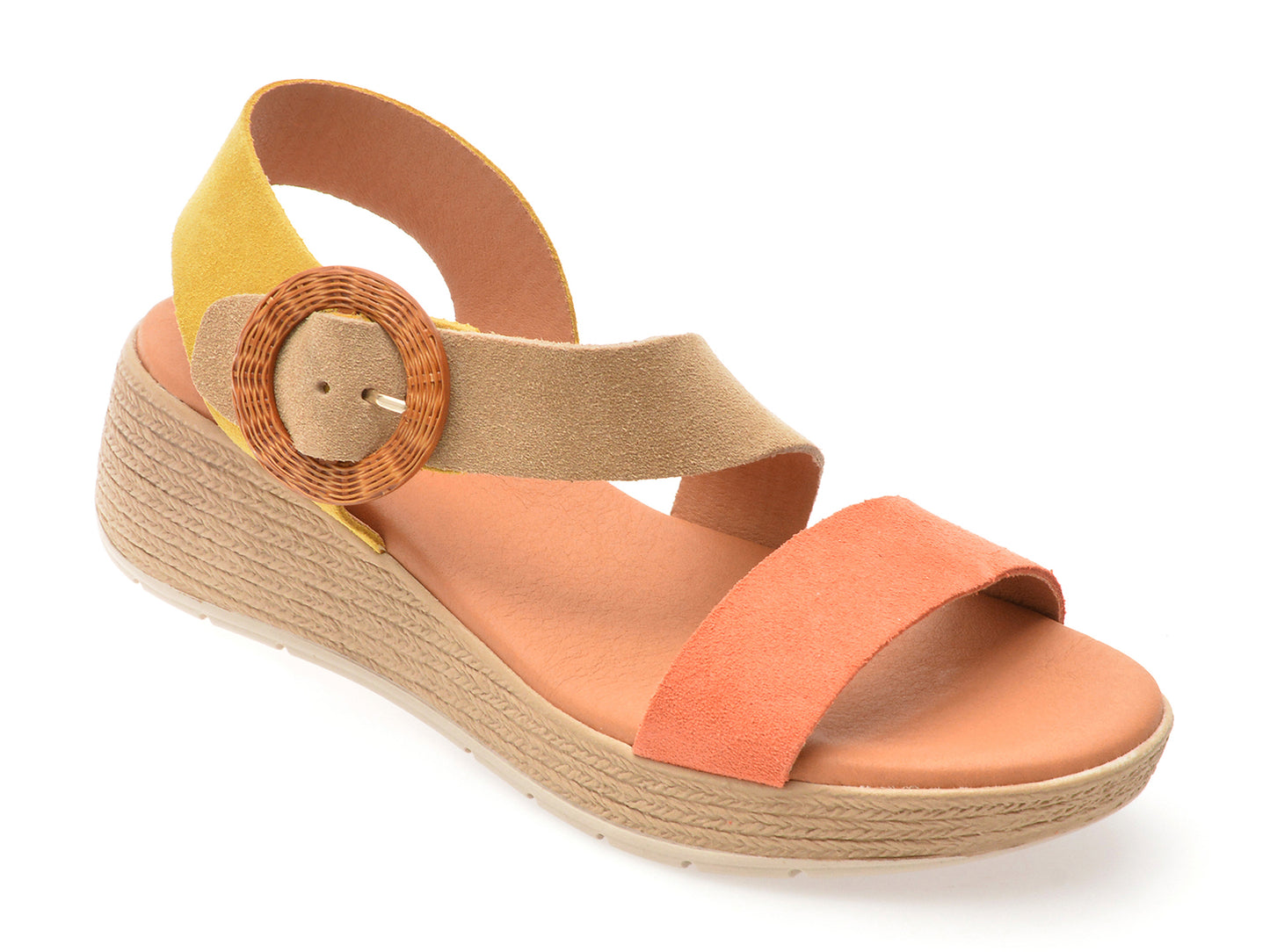 Sandale IMAGE multicolor, ROSEA, din piele intoarsa