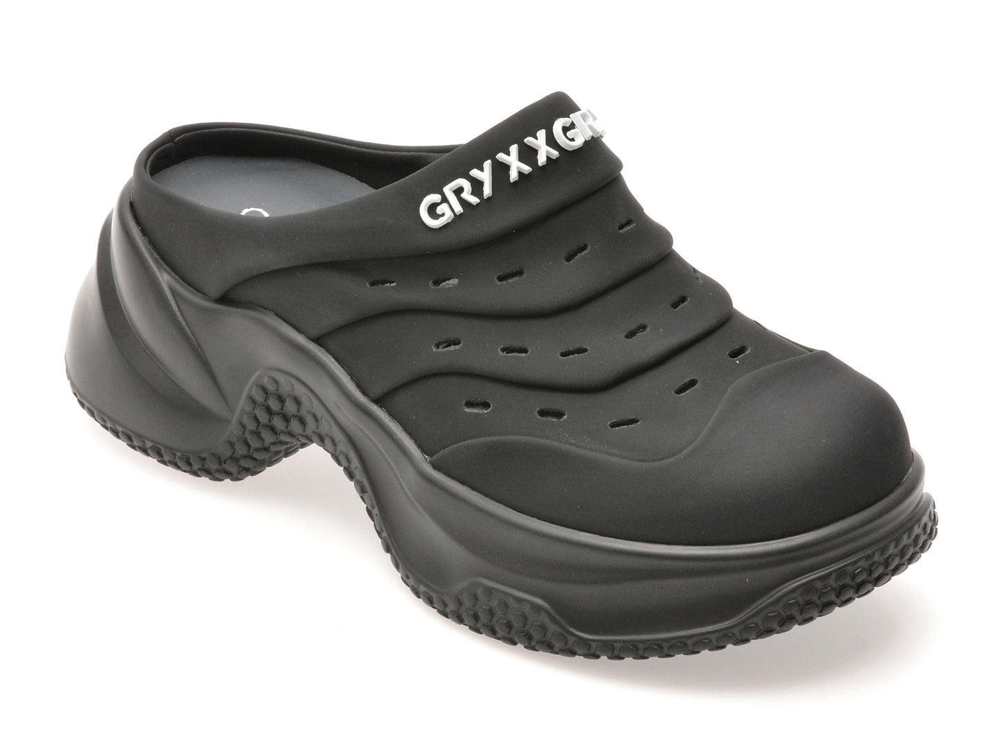 Papuci GRYXX negri, 6119, din piele naturala