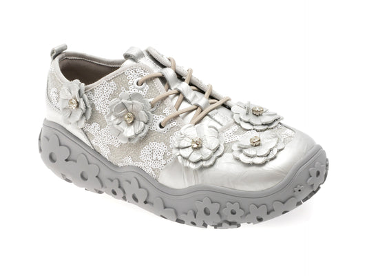Pantofi GRYXX argintii, AC2010, din material textil