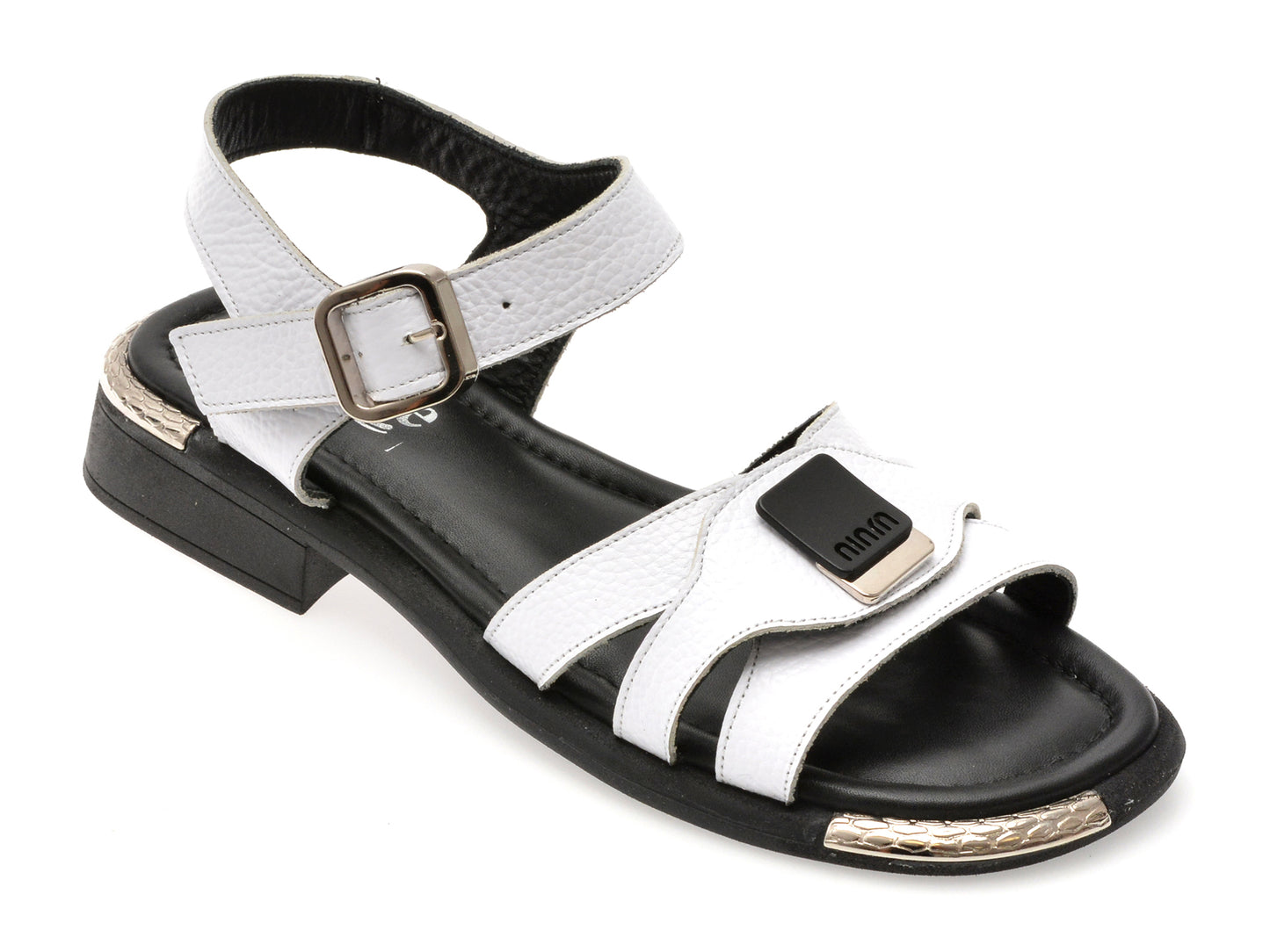 Sandale IMAGE albe, 562403, din piele naturala