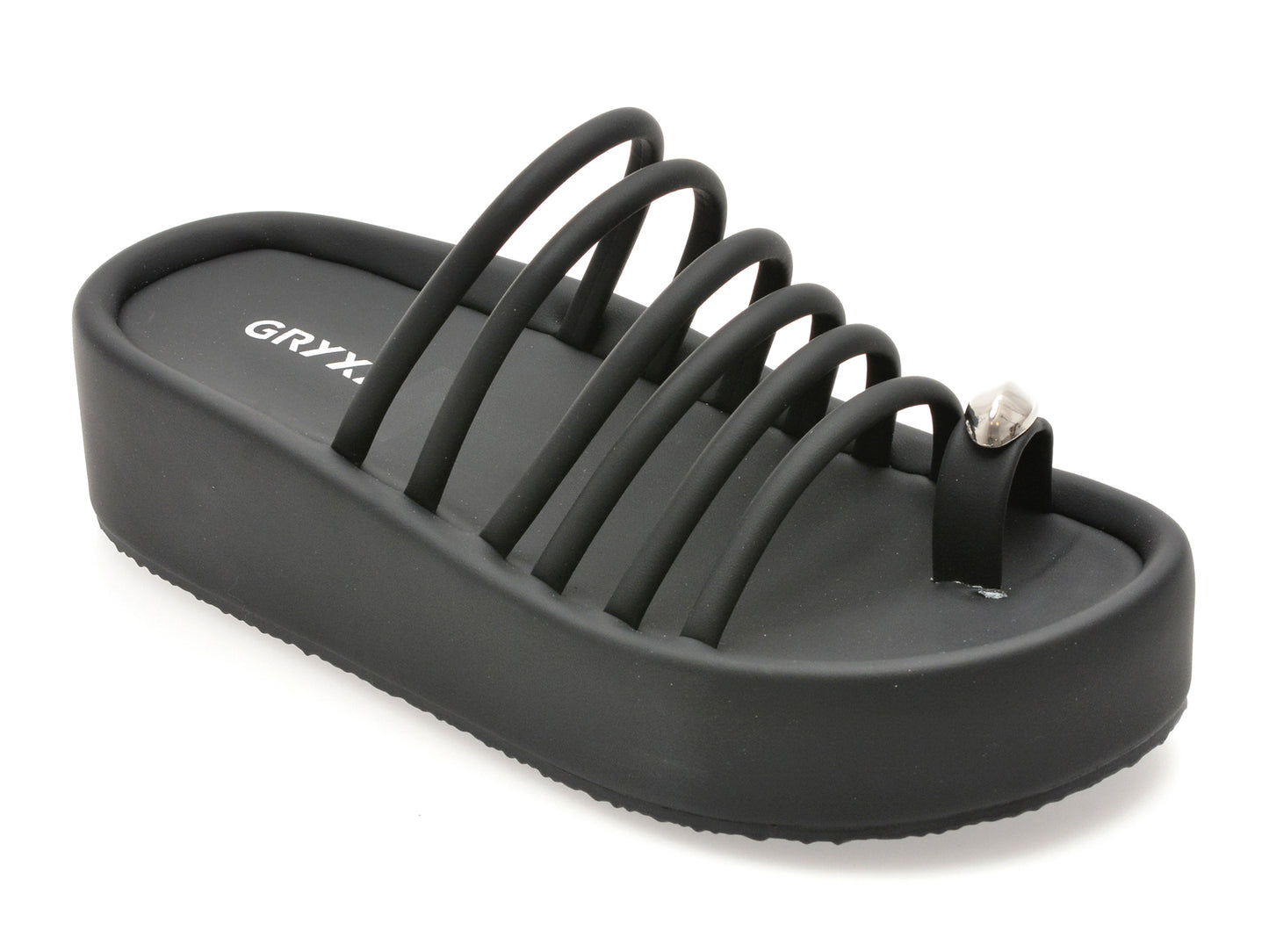 Papuci GRYXX negri, 5305, din piele ecologica