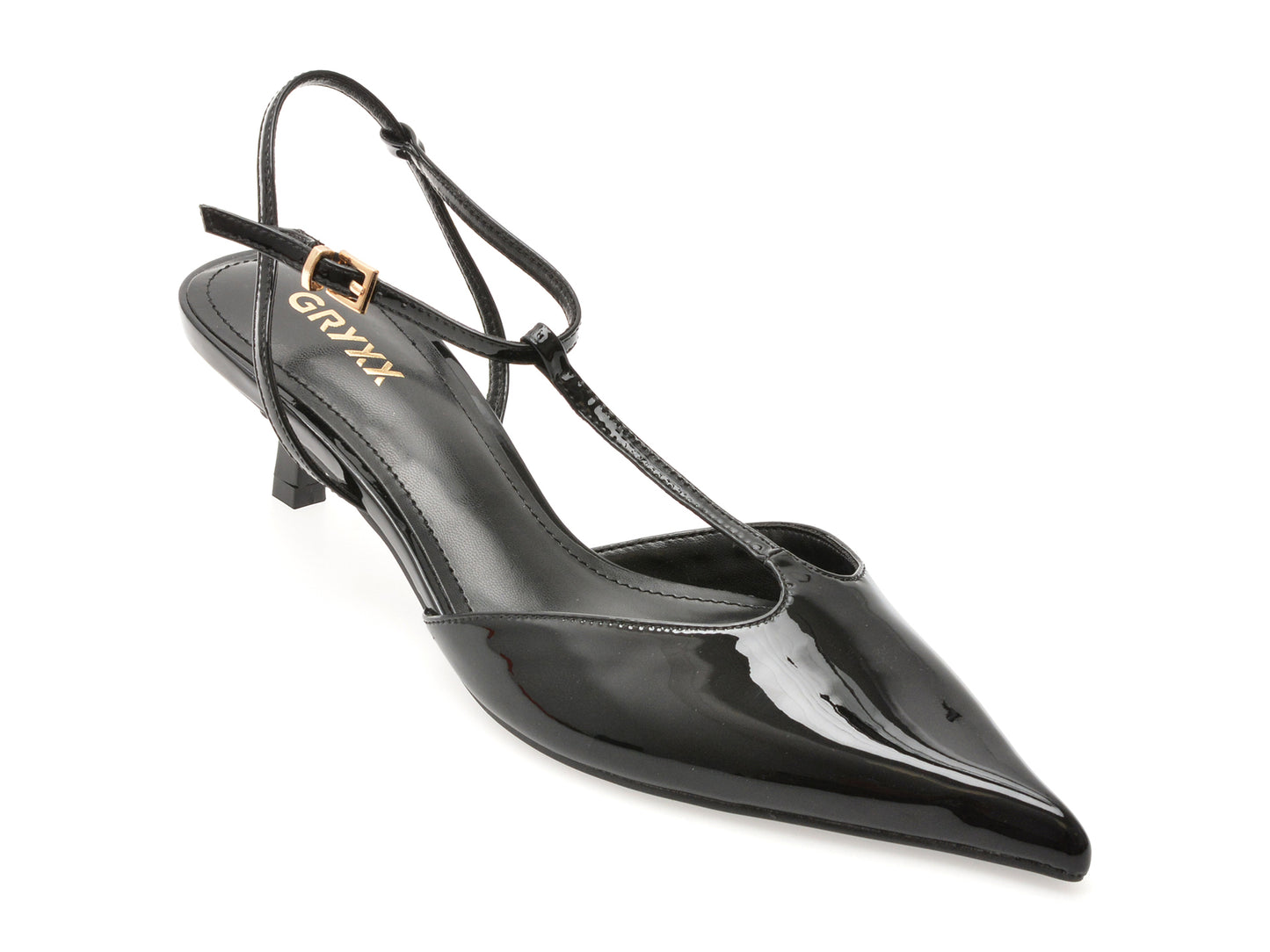 Pantofi eleganti GRYXX negri, 82946, din piele naturala lacuita