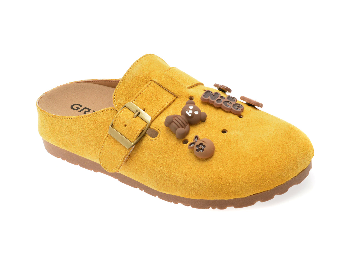 Papuci GRYXX galbeni, B6610, din piele intoarsa