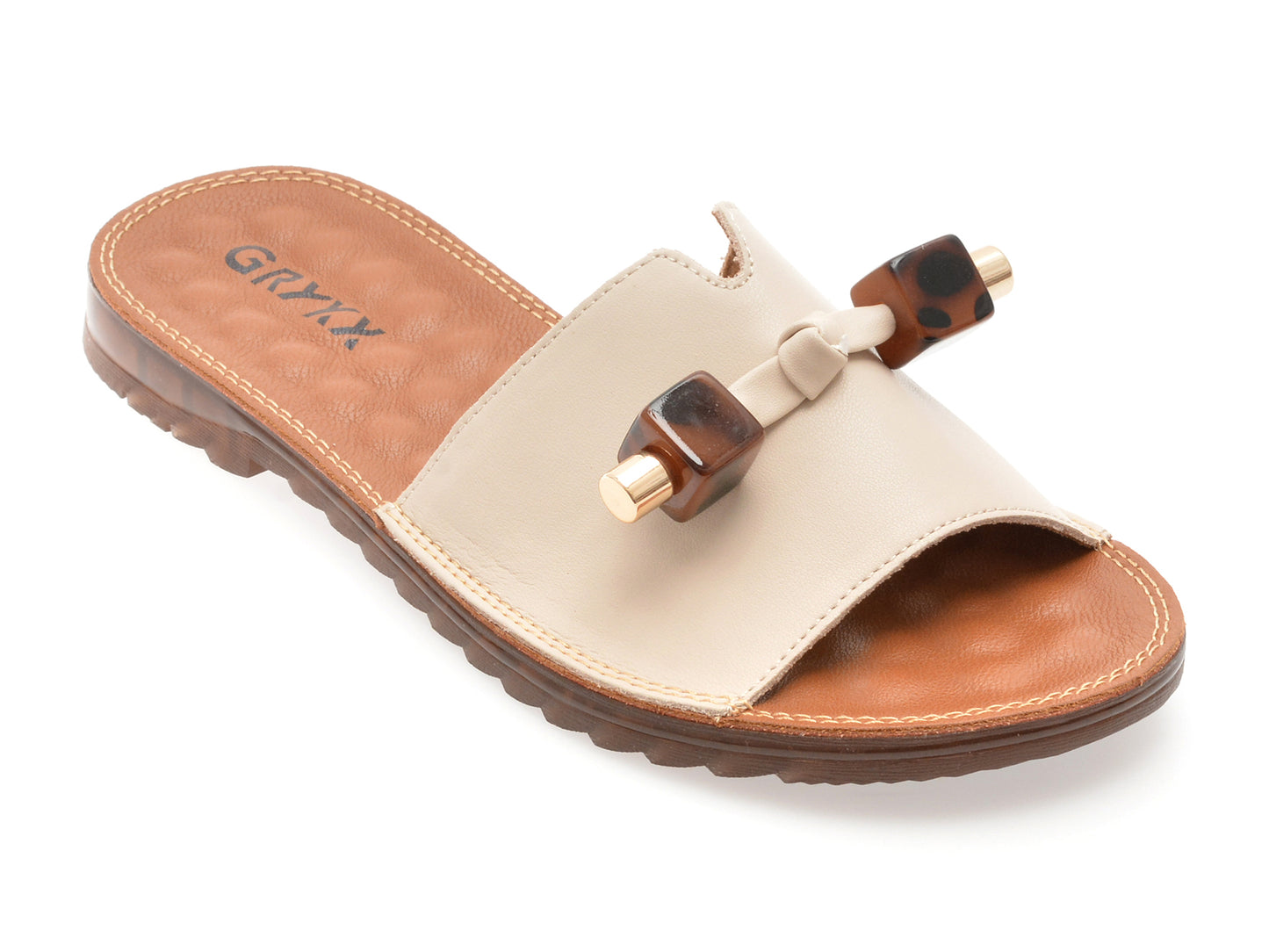 Papuci GRYXX gri, 82910, din piele naturala