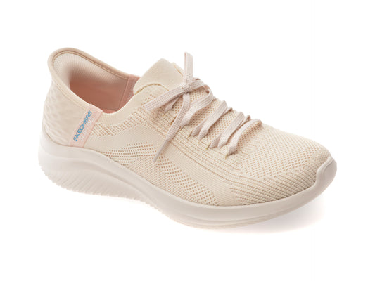 Pantofi sport SKECHERS nude, ULTRA FLEX 3.0, din material textil