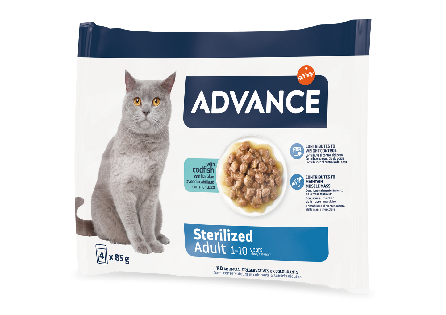 Advance Cat Wet Sterilized Cod Multipack, 4x85 g