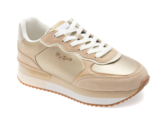 Pantofi sport PEPE JEANS bej, RUSPER SHINE, din material textil