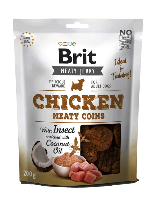 Brit Dog Jerky Chicken With Insect Meaty Coins, 200 g