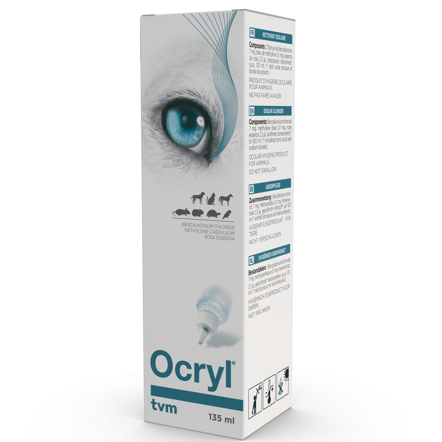 Solutie oftalmica sterila pentru curatare, Caini & Pisici, Ocryl, 135 ml
