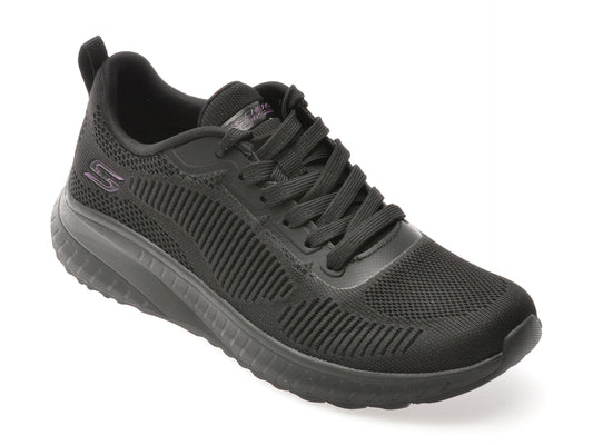 Pantofi sport SKECHERS negri, BOBS SQUAD CHAOS, din material textil