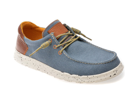 Mocasini REPLAY albastri, MM1201T, din material textil