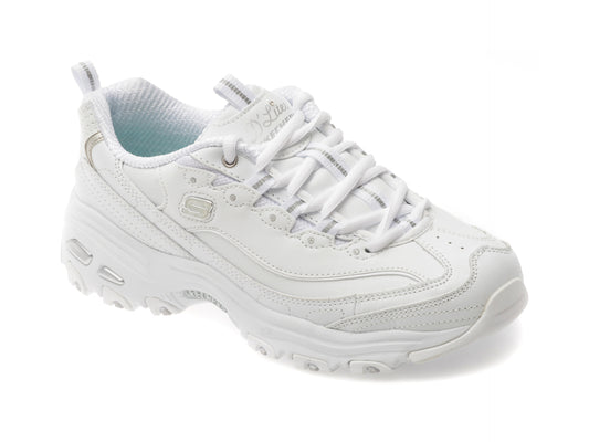 Pantofi sport SKECHERS albi, D LITES, din piele ecologica