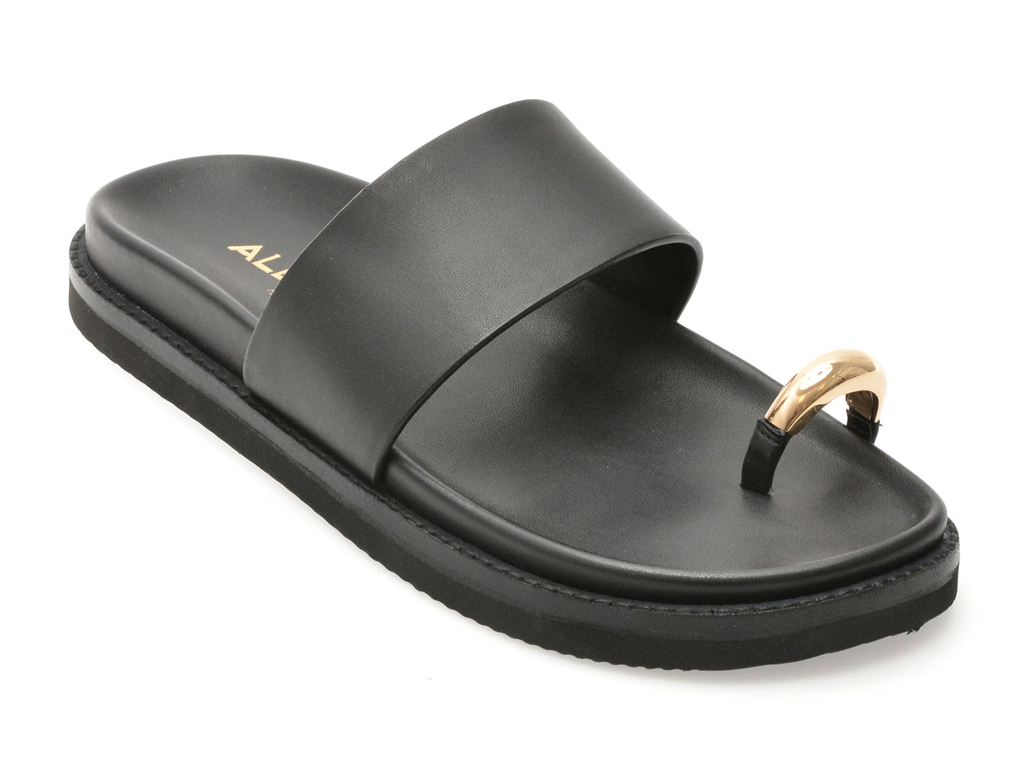 Papuci ALDO negri, BEACHSTROLL 001, din piele naturala