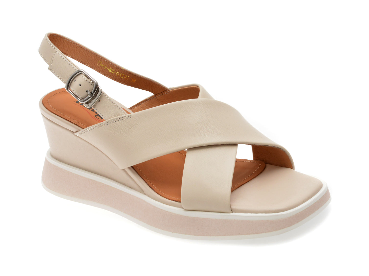 Sandale IMAGE albe, H65, din piele naturala