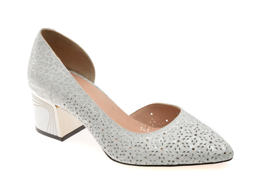 Pantofi IMAGE argintii, 3671622, din piele naturala