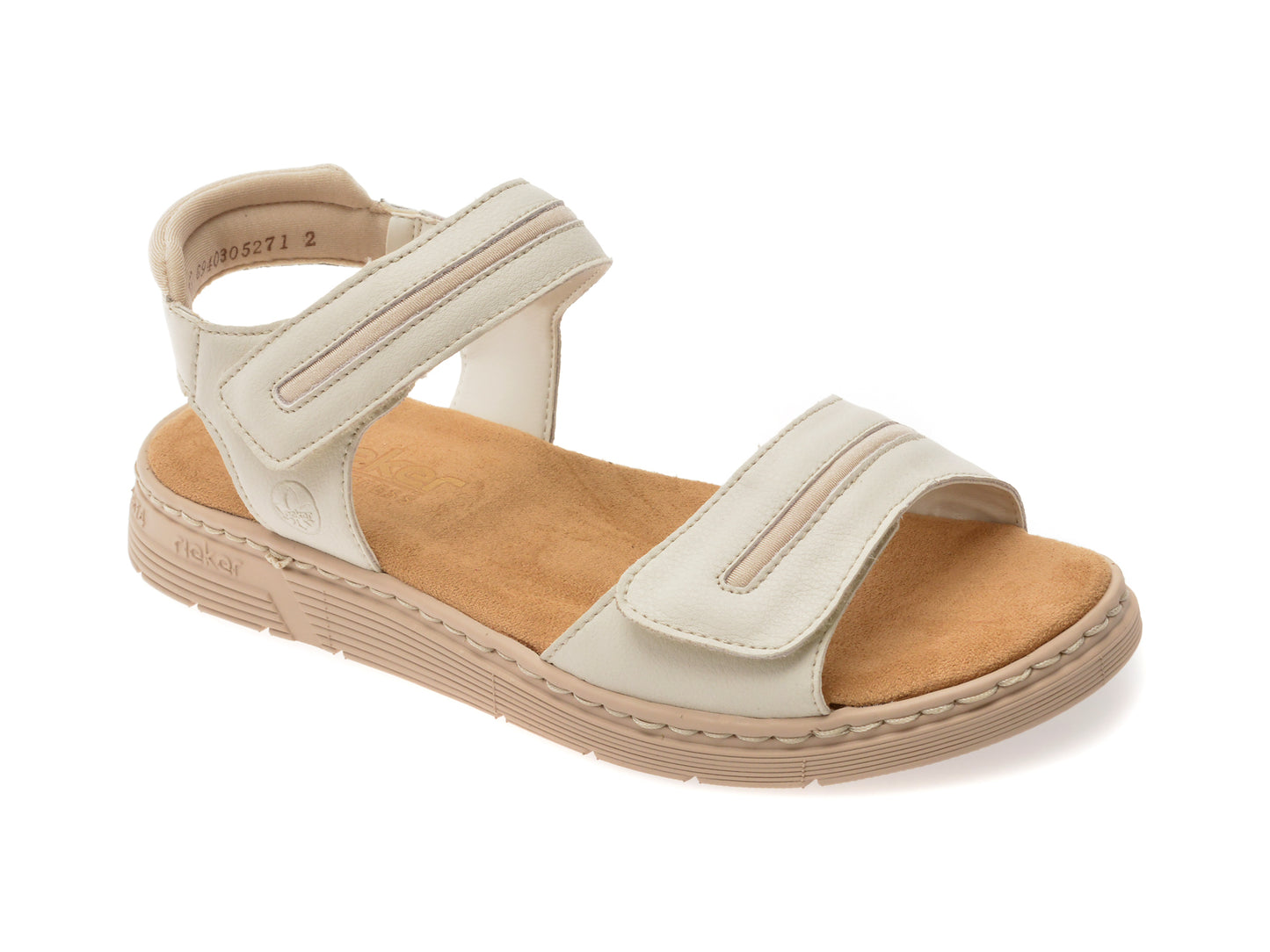 Sandale RIEKER albe, V9100, din piele naturala