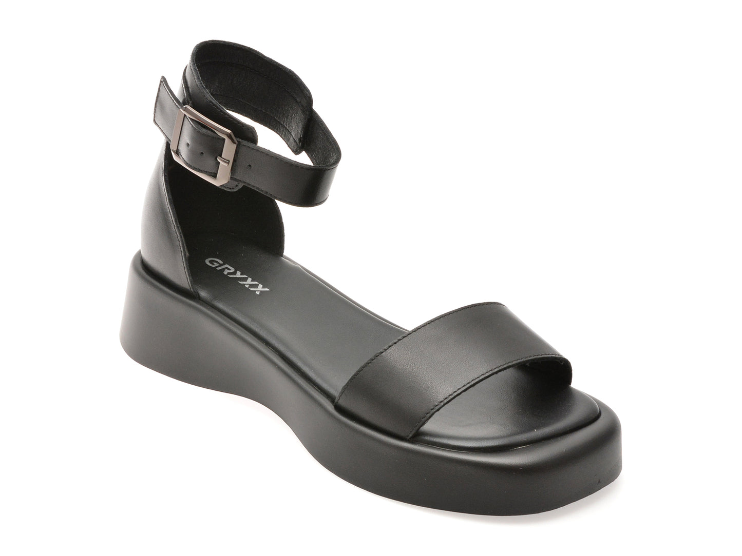 Sandale GRYXX negre, 18308, din piele naturala