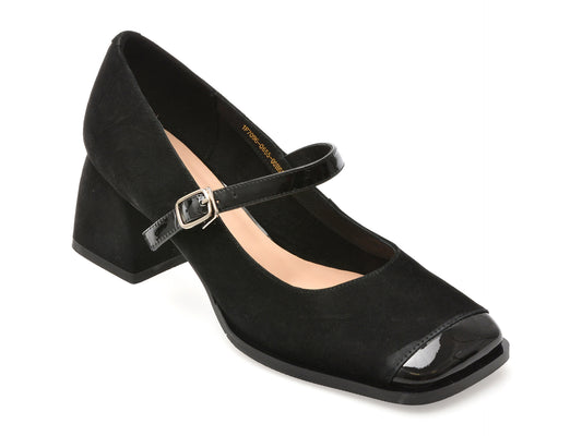 Pantofi EPICA negri, 1F7096, din piele intoarsa