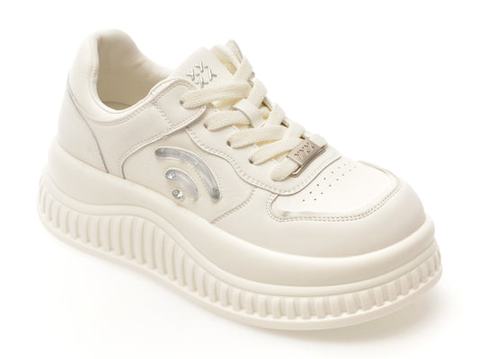 Pantofi sport GRYXX albi, 25C09, din piele ecologica