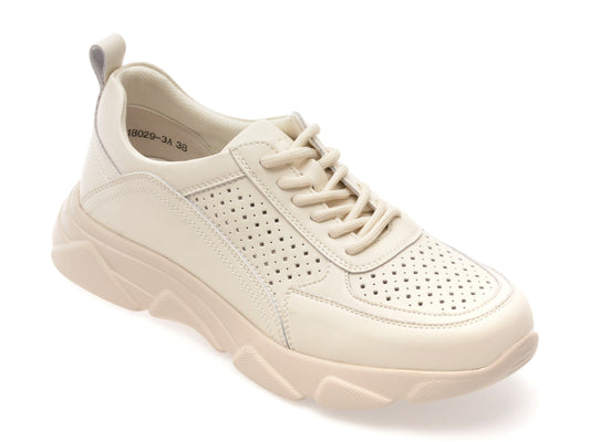 Pantofi sport EPICA albi, 18029, din piele naturala