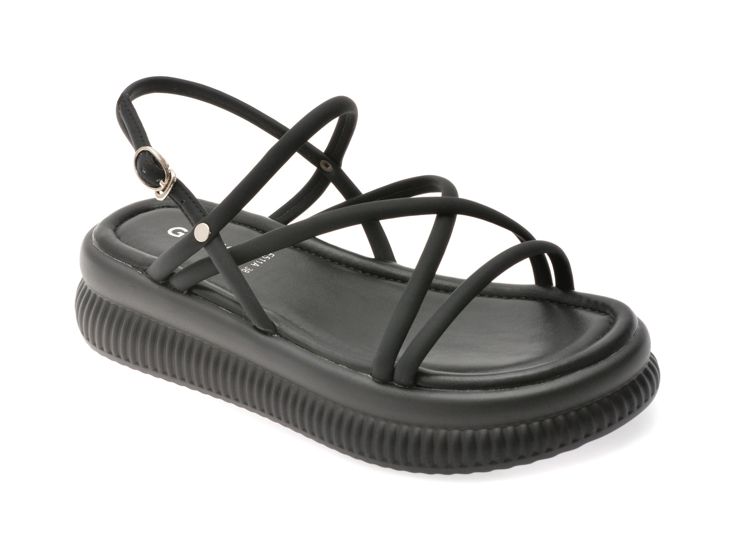 Sandale GRYXX negre, F511, din piele ecologica