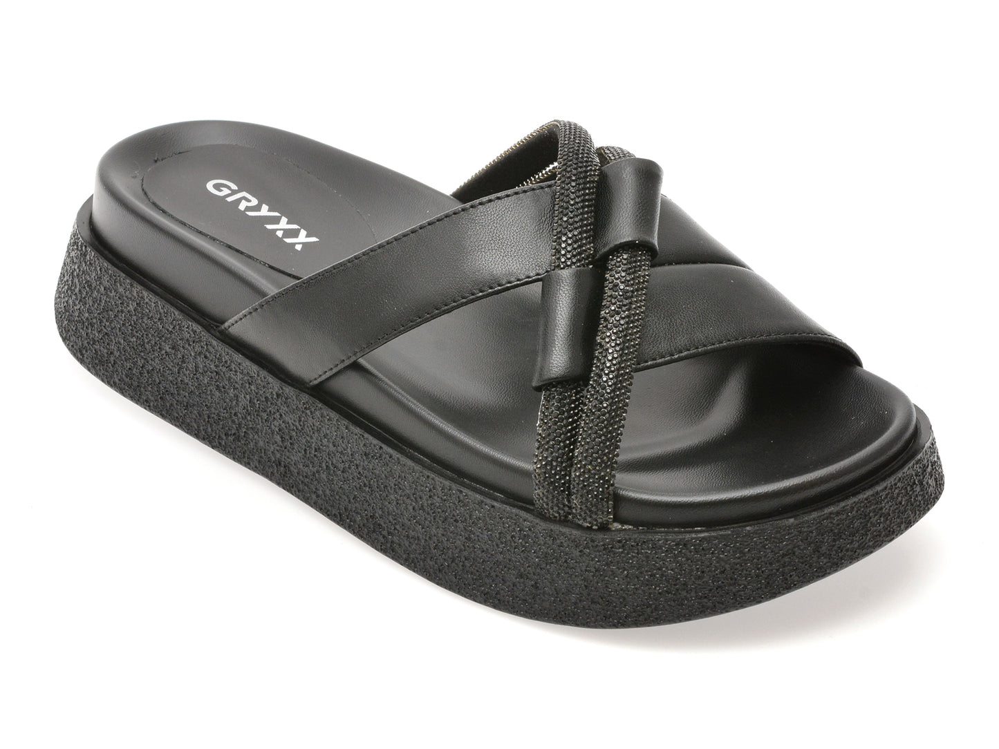 Papuci GRYXX negri, 1350H13, din piele naturala