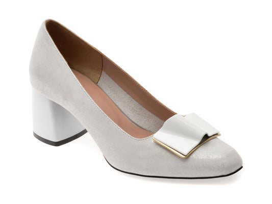 Pantofi EPICA argintii, 5411076, din piele naturala