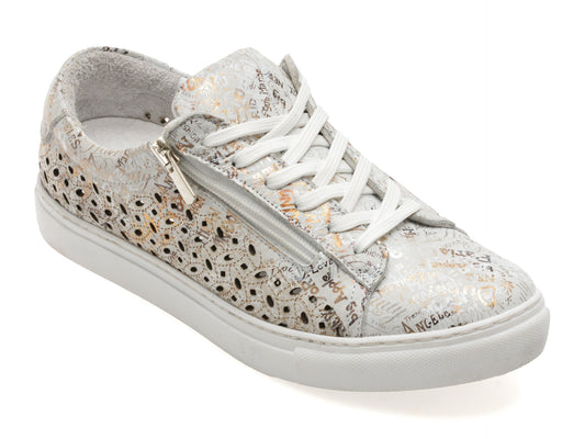 Pantofi sport FLAVIA PASSINI argintii, 24003, din piele naturala