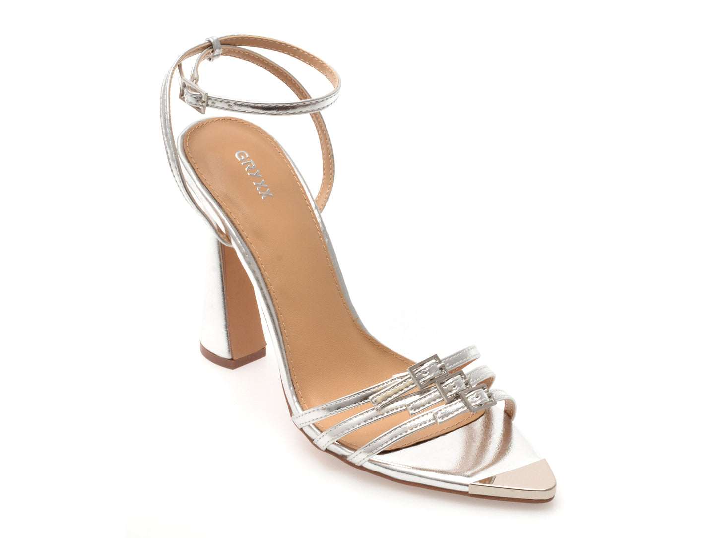Sandale elegante GRYXX argintii, 82935, din piele ecologica