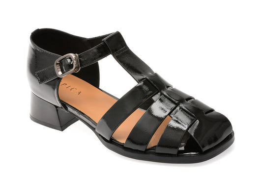 Pantofi EPICA negri, 1131G11, din piele naturala lacuita