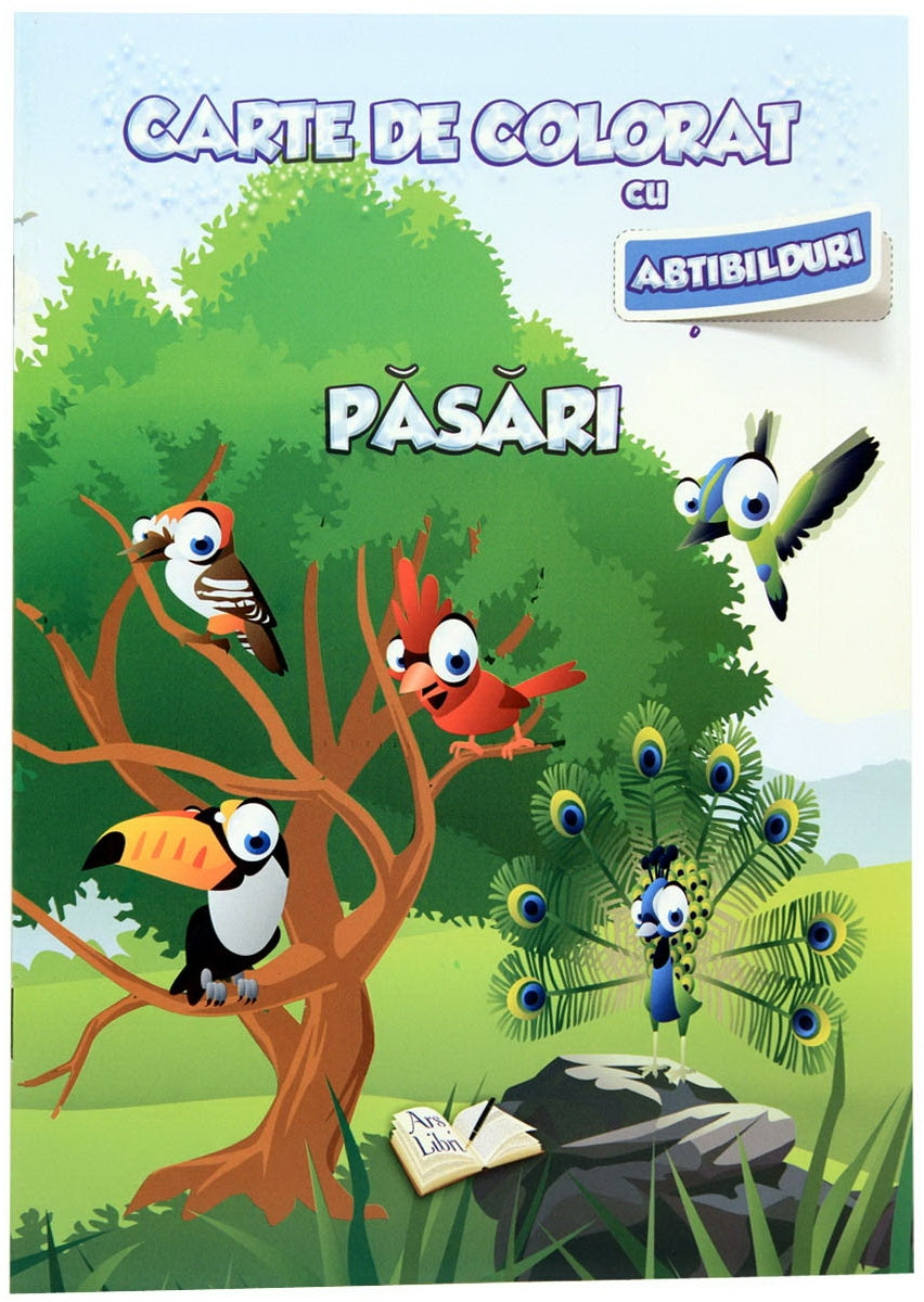Carte de colorat cu abtibilduri - Pasari