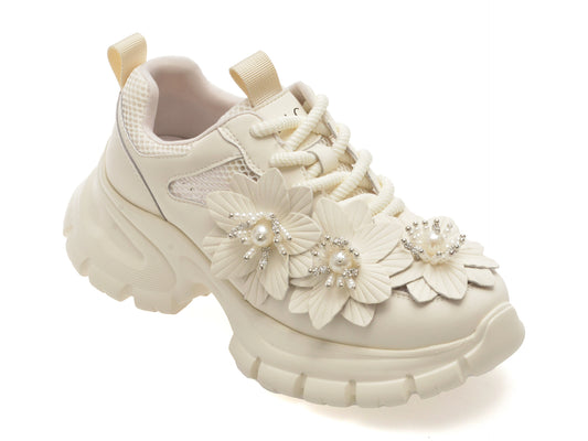 Pantofi sport EPICA albi, 2W99, din material textil