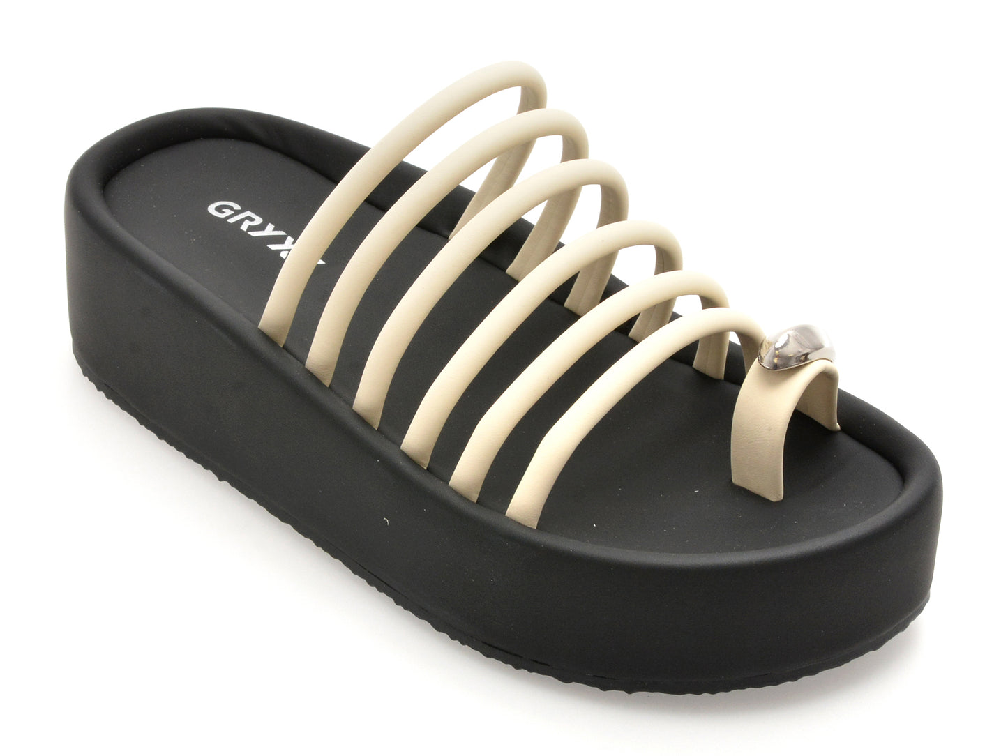 Papuci GRYXX albi, 5305, din piele ecologica