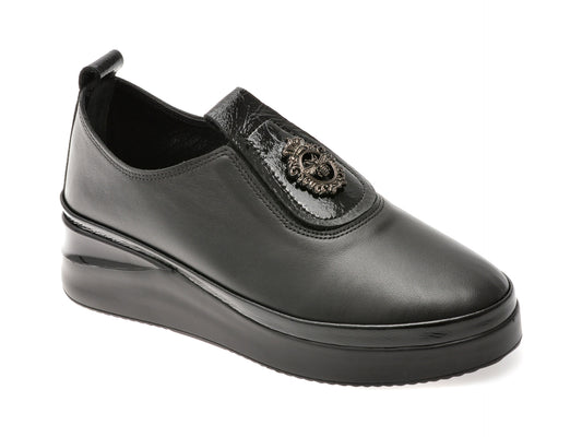 Pantofi IMAGE negri, 1066015, din piele naturala