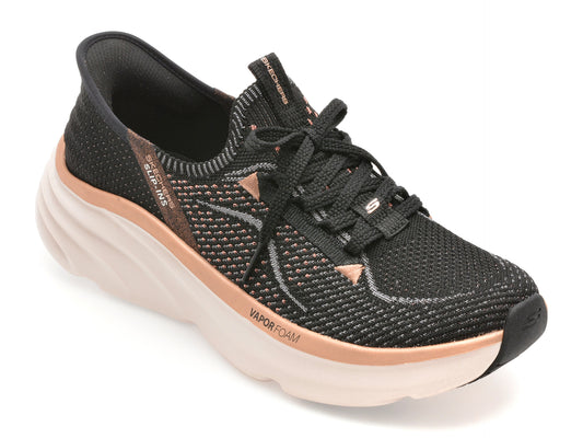 Pantofi sport SKECHERS negri, D LUX VAPOR, din material textil