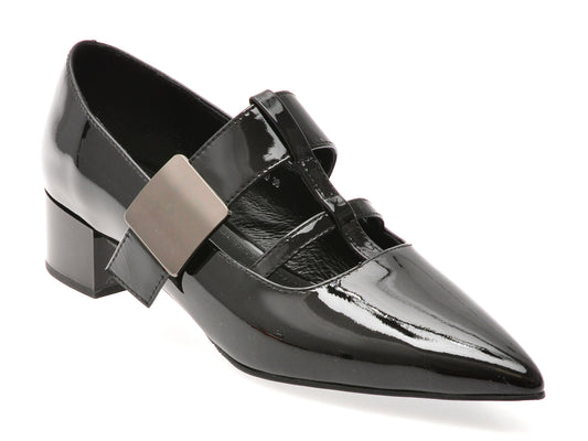Pantofi EPICA negri, 1978, din piele naturala lacuita